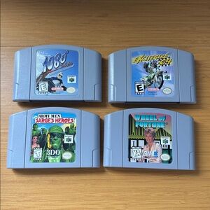 Lot 4 N64 Excitebike Army Men 1080 Snowboarding & more - Gray Nintendo 64 Cart